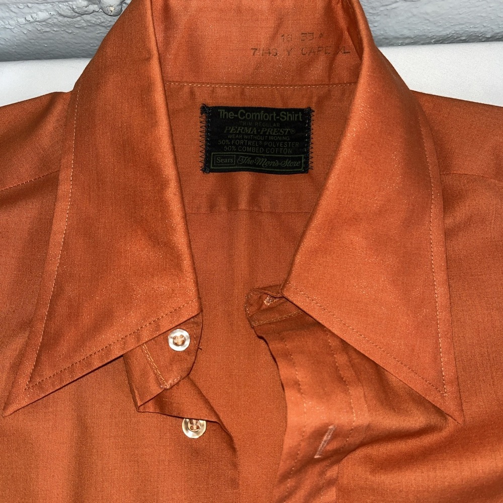 Vintage Sears Men  Shirt Perma Prest L/S 16-33 Coral